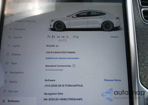 2014 Tesla Model S P85 z USA, uszkodzony, nr VIN 5YJSA1H17EFP49993